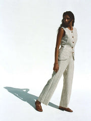 Sun Strider Linen Pant - Cocoa Grove Stripe
