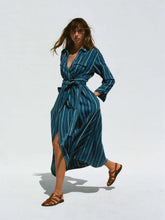 Island Tide Julia Wrap Dress - Indigo Drift Stripe