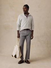 Textured Knit Quarter Zip - Snow Grey Heather