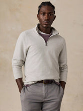 Textured Knit Quarter Zip - Snow Grey Heather