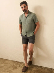 Short-Sleeve Hemp Blend Shirt - Olive Dusk