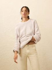 Heirloom Cotton Relaxed Crew - Seafog Stripe