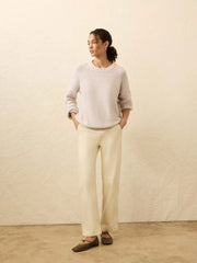 Heirloom Cotton Relaxed Crew - Seafog Stripe