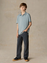 Big Kids Sunwashed Striped T-Shirt Polo - Mountain Wind Stripe