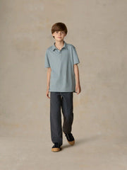 Big Kids Sunwashed Striped T-Shirt Polo - Mountain Wind Stripe