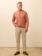 Long-Sleeve Waffle Henley - Dusty Sienna