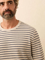 Double Knit Crewneck - Oat Navy Stripe