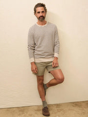 Double Knit Crewneck - Oat Navy Stripe
