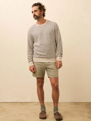 Double Knit Crewneck - Oat Navy Stripe