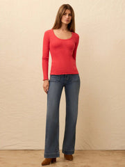 Paradise Pointelle Scoop Neck - Tomato