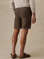Essential Linen Short (6.5") - Island Brown Stripe