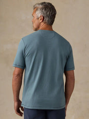 Short-Sleeve Sunwashed Regenerative Henley - Seaglass Blue