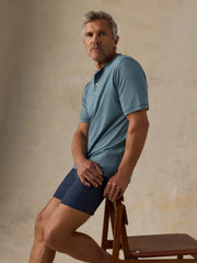 Short-Sleeve Sunwashed Regenerative Henley - Seaglass Blue