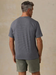 Sunwashed Regenerative Tee - Navy Ivory Stripe