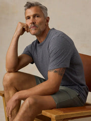 Sunwashed Regenerative Tee - Navy Ivory Stripe