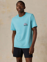 Faherty x Quiksilver Heavy Wash Tee - Teal Tropics