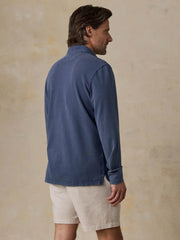 Long-Sleeve Sunwashed Pique Polo - Dusk