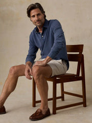 Long-Sleeve Sunwashed Pique Polo - Dusk