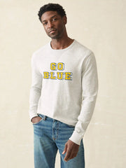 University of Michigan Sunwashed Organic Crew - Light Grey Heather