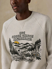 Faherty x Parks Project Great Smoky Mountains High Standard Fleece Crewneck - Great Smoky Mountains Antique Ivory Heather