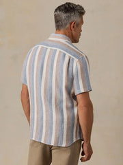 Short-Sleeve Palma Linen Shirt - Meadow Lake Stripe