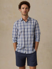 Long-Sleeve Weightless Cotton Shirt - Coastal Waters Plaid