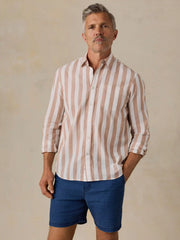 Long-Sleeve Weightless Cotton Shirt - White Clay Stripe