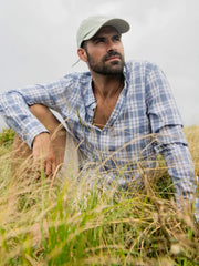 Long-Sleeve Weightless Cotton Shirt - Coastal Waters Plaid