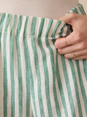 Laguna Linen Bayview Short - Deep Jungle Lucy Stripe