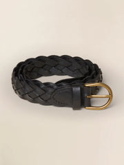 Downtown Braided Leather Belt - Black