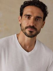 Short-Sleeve Sunwashed V-Neck Tee - White