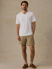 Short-Sleeve Sunwashed V-Neck Tee - White
