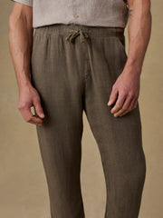 Linen Drawstring Pant - Dark Palm