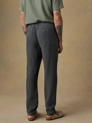 Linen Drawstring Pant - Washed Black