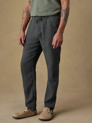 Linen Drawstring Pant - Washed Black