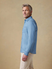 Indigo Laguna Linen Shirt - Brookshore Wash