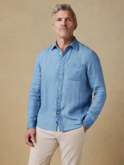 Indigo Laguna Linen Shirt - Brookshore Wash