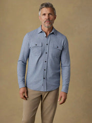 Legend™ Sweater Shirt - Dusty Blue Herringbone