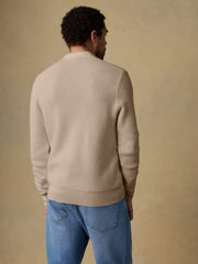 Long-Sleeve Sunwashed Sweater Polo - Natural