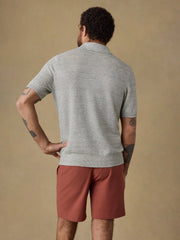 Short-Sleeve Linen Sweater Polo - Beach Tree Stripe