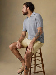 Short-Sleeve Linen Sweater Polo - Shore Rock Stripe