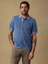 Short-Sleeve Sunwashed Sweater Shirt - Blue Sea