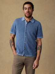 Short-Sleeve Sunwashed Sweater Shirt - Blue Sea