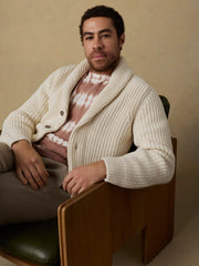 Pima Cotton Cardigan - Ivory Vista