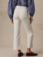 Stretch Terry Patch Pocket Ankle Pant - Egret