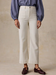 Stretch Terry Patch Pocket Ankle Pant - Egret