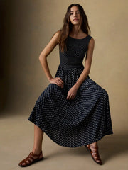 Sophia Smocked Skirt - Navy Lotus Floral