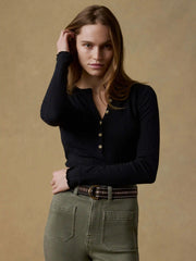Paradise Pointelle Henley - Black