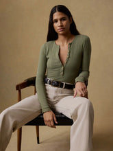 Paradise Pointelle Henley - Island Olive