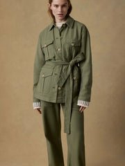 Soft Stretch Safari Jacket - Moss